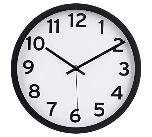 Amazon Basics Horloge murale à chiffres, noir, 30,5 cm