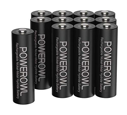 Piles Rechargeables AA 2800mAh POWEROWL 1,2V NiMH Batterie Rechargeable 1200 Cycles Haute capacité Accu Lot de 12