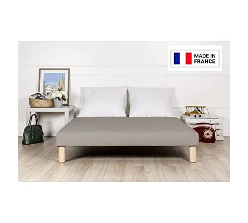 by sommiflex Sommier tapissier 140x190cm Gris Fabrique en France