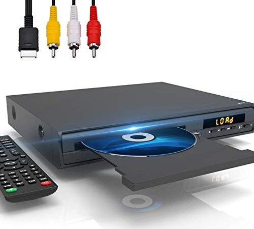 Lecteur DVD TV Multizone, Lecteur DVD HDMI pour Television et Entrée Double Microphone, Connectique HDMI RCA et Entrée USB, HD 1080P Support des Systèmes NTSC/PAL, câbles HDMI/AV Inclus.