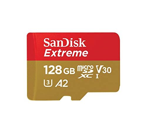 SanDisk Extreme Carte Mémoire MicroSDXC 128 Go + Adaptateur SD avec Performances Applicatives A2 Jusqu'à 160 Mo/s, Classe 10, U3, V30