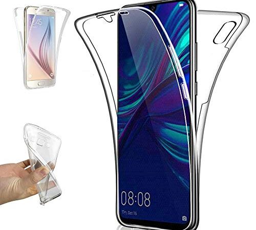 REY Coque pour Huawei Y6 2019 - Y6 Pro 2019, TPU Transparent 360 Degres Full Body Protection