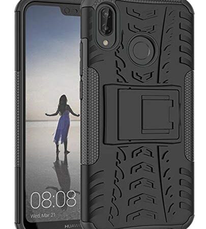 Yiakeng Coque Huawei P20 Lite Double Couche Antichoc Protection avec Support pour Huawei P20 Lite (Noir)