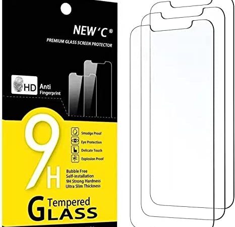 NEW'C Lot de 3, Verre Trempé pour iPhone 11, iPhone XR, Film Protection écran - Anti Rayures - sans Bulles d'air -Ultra Résistant (0,33mm HD Ultra Transparent) Dureté 9H Glass