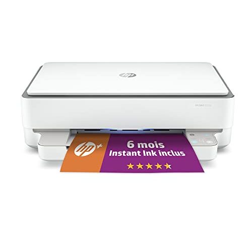 HP Envy 6020e Imprimante tout en un - Jet d'encre couleur – 6 mois d'Instant Ink inclus avec HP+ (Photocopie, Scan, Impression, Recto/Verso, Wifi)