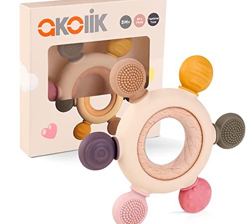 Anneau de dentition pour bébé, anneau de dentition en silicone pour jouet de dentition pour bébé, jouet de dentition, accessoires d'allaitement sans BPA pour bébés de 3 mois et plus