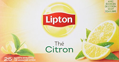 Lipton Thé Noir Citron, Label Rainforest Alliance, 25 Sachets