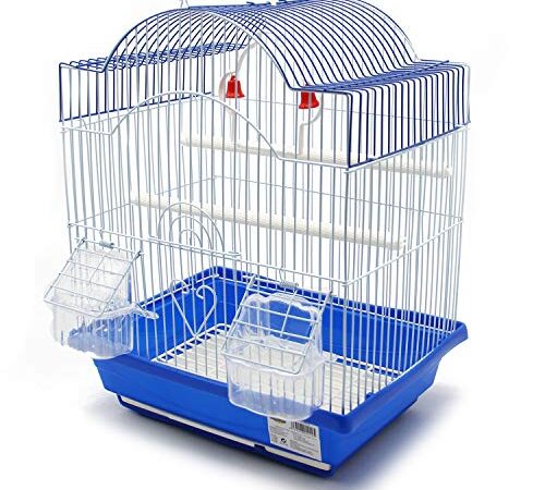 BPS(R) BPS Cage à oiseaux en métal avec mangeoire abreuvoir cuvette Couleur envoie au hasard 30 x 23 x 39 cm BPS-1229