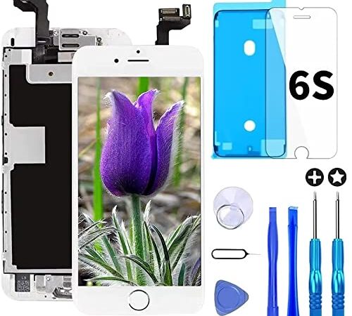 Brinonac Écran pour iPhone 6s 4,7" LCD de Remplacement Complet Préassemblés Capteur de Proximité, Caméra Frontale, Écouteur et Bouton Home avec Kit de Réparation (Blanc)
