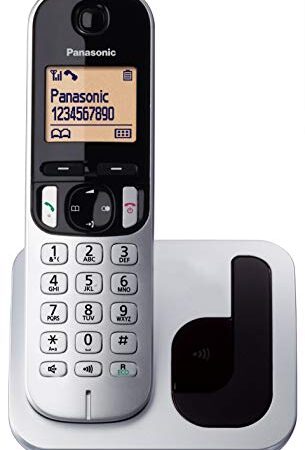 Panasonic Téléphone fixe sans fil avec écran LCD, identification de l'appelant, répertoire téléphonique à 50 numéros, touche de navigation, mode ECO, réduction du bruit TGC21 Solo (KX-TGC210) Argent