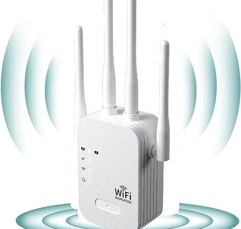 Répéteur WiFi Puissant 1200Mbps 5GHz & 2.4GHz Amplificateur WiFi Puissant, 2023 Nouveau WiFi Extender avec Ethernet Port, Facile à Installer et WPS, 4 Modes, Blanc