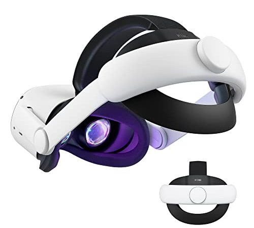 KIWI design Sangle de Tête Améliorée Compatible avec Quest 2 Accessoire, Sangle Élite Réglable Réduire la Pression de la Tête Confortable en VR Blanc