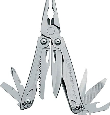 Leatherman Sidekick - Pince multifonctions 14 outils avec pinces actionnées par ressort, 2 lames de couteaux et bien plus encore ; fabriqué aux Etats-Unis, couleur gris acier, étui en nylon inclus