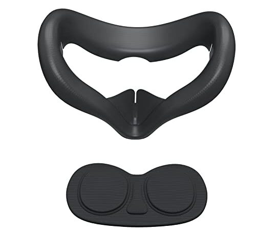 SUPERUS Silicone Face Cover Actualisé avec Protection Lentille pour Oculus/Meta Quest 2, Accessoires VR Nettoyables Anti-Fuite de Lumière pour Garder Votre Casque VR sans Sueur et Hygiénique (Noir)